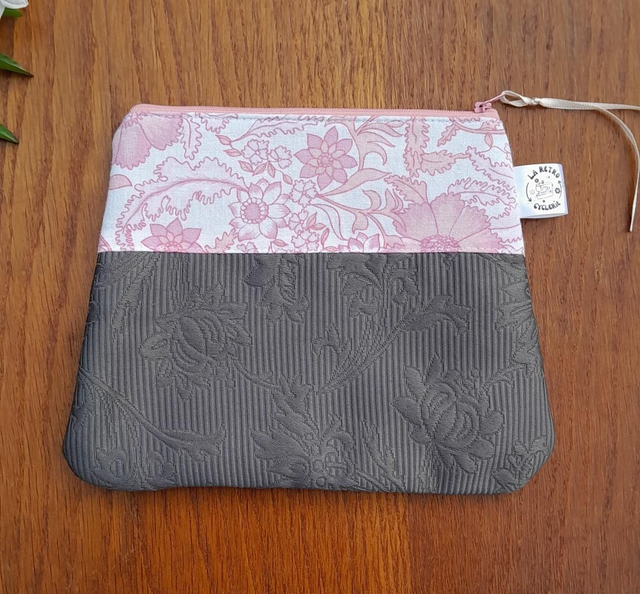 Pochette grise/rose