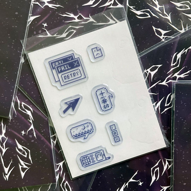 tiny 3D Sticker Set of 7 - diff pixelart elements