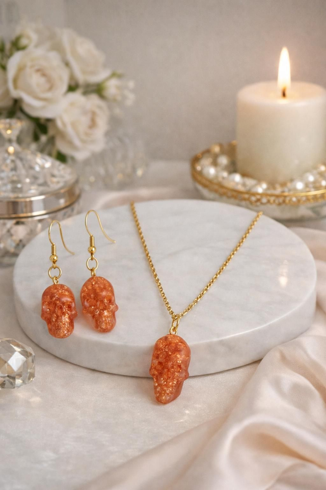 Parure boucle d'oreille et pendentif SKULL 