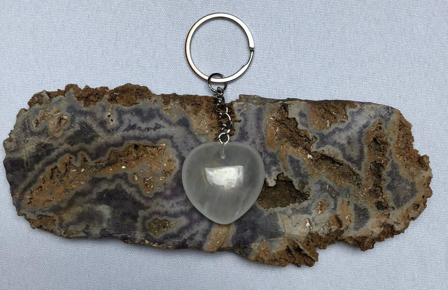 Porte Clés cœur en Cristal de Roche