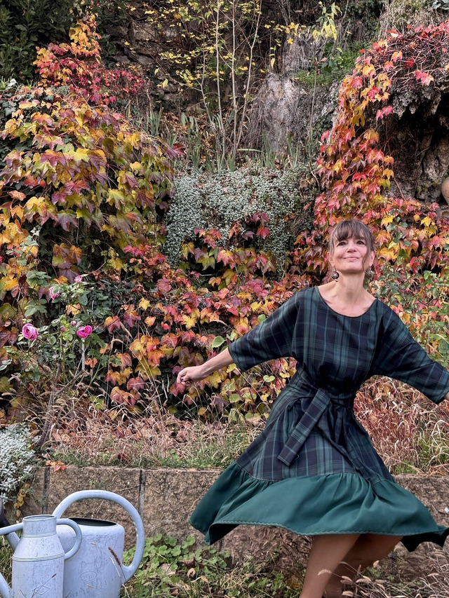 Robe Folkado verte tartan