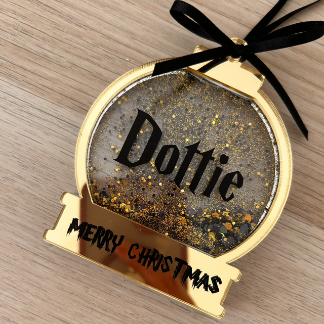 Magical Wizarding Style Personalised Snowglobe Christmas Decoration