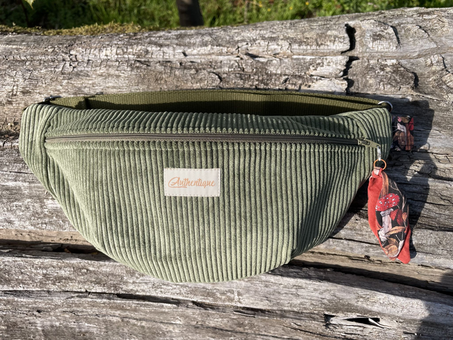 Sac banane velours côtelé - Champignons