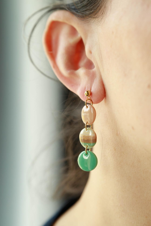 Boucles d&#039;oreilles triple rond collection Éclat Organique 