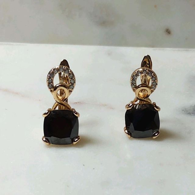 Boucles d'oreilles plaquées rhodium et zirconium noir