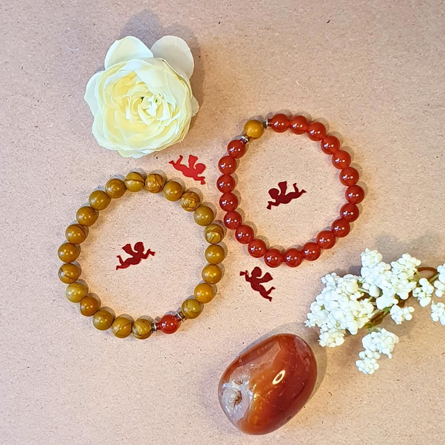 Bracelet Duo Jaspe Tigre et Cornaline