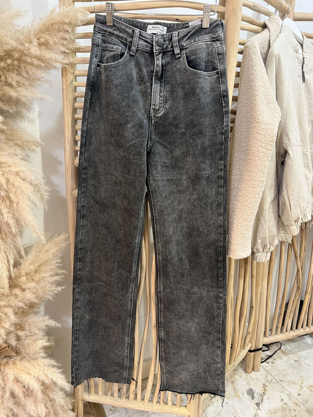 Redial Extra Long Wide Leg Jeans Black Grey Stretch