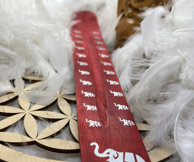 Porte encens éléphant rouge