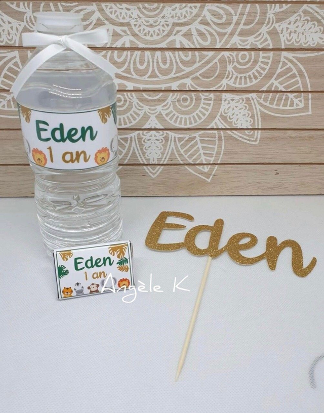 Lot de 5 étiquettes personnalisées pour bouteille thème jungle