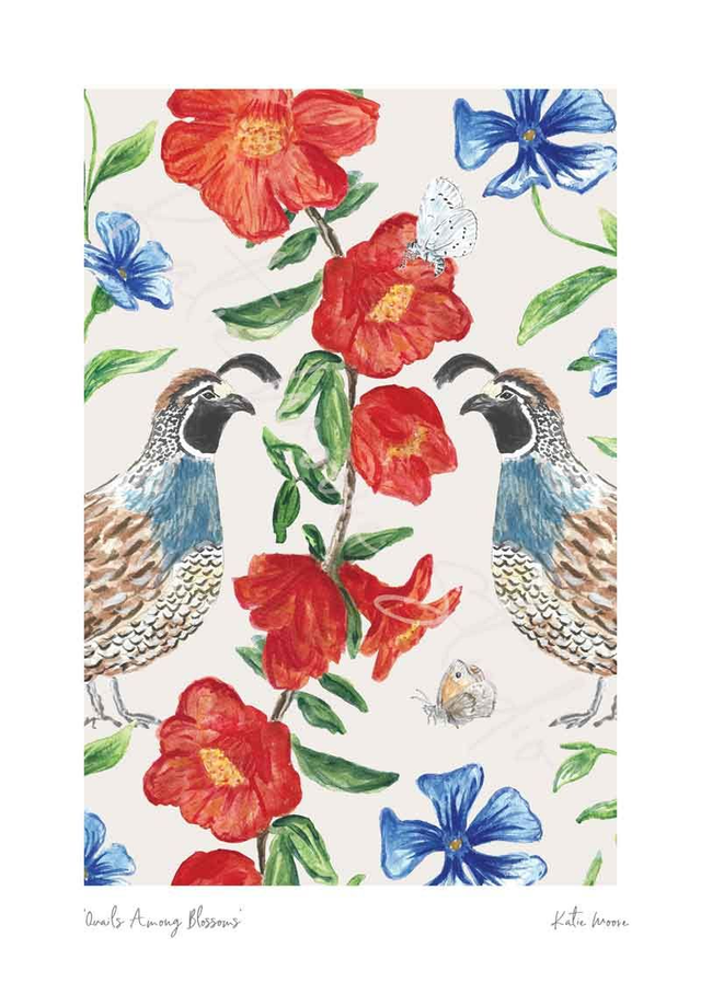 Quail's Among Blossoms