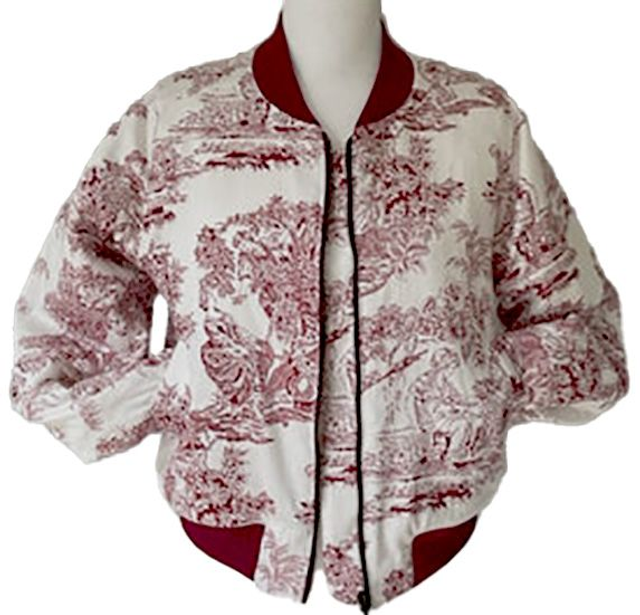 Bomber femme toile de jouy rouge - taille 44 (fr)