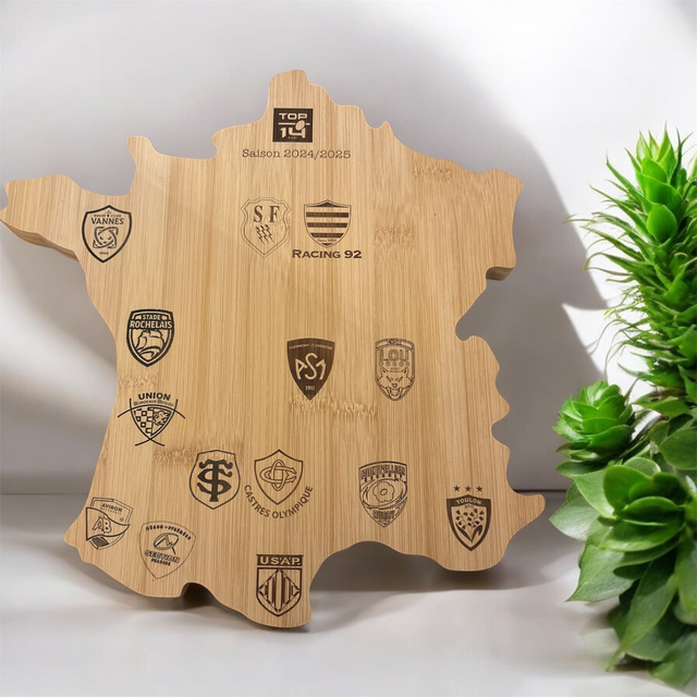 Planche a découper carte France TOP 14