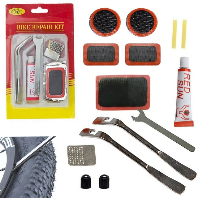 Kit De Rustine Pour Chambres À Air De Vélo Patchs De Réparation Avec Cuillères Colle
