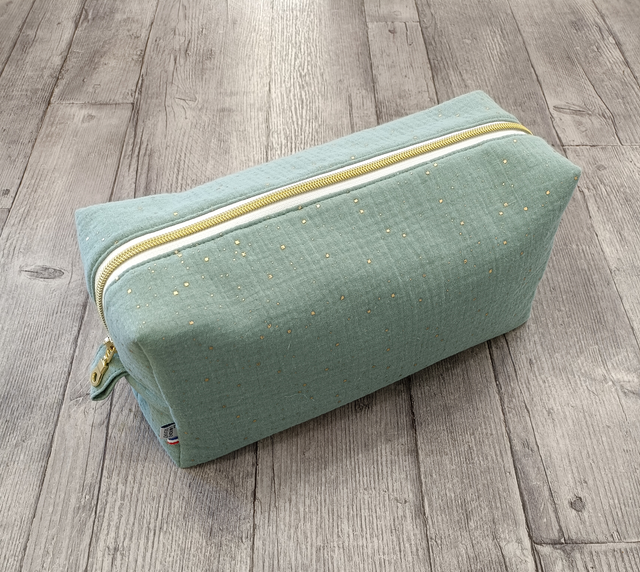 Trousse d&#039;écolier en double gaze de coton flocage métallique