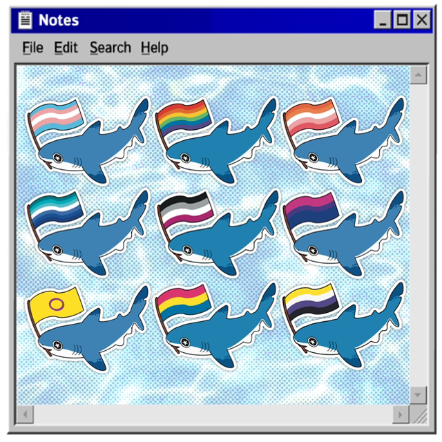 lgbtq+flag shark matte vinyl sticker