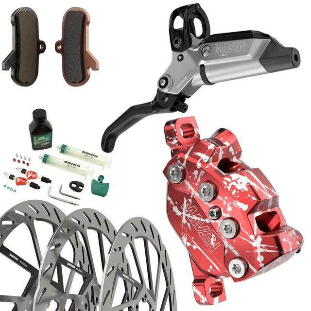 KIT FREINS À DISQUE SRAM MAVEN ULTIMATE STEALTH EXPERT AVANT/ARRIERE 950/2000mm MMX ALU ETRIER ROUGE