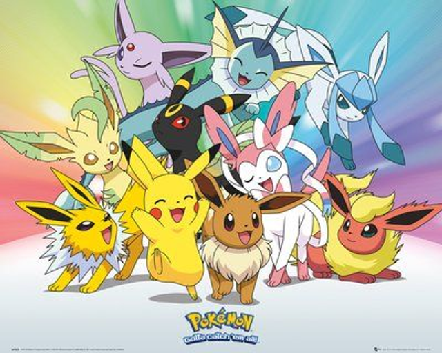 Pokemon Pikachu &amp; Eevee Evolutions Medium Poster