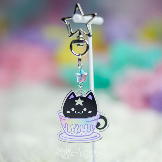 Porte-clé Tasse de Chat Kawaii