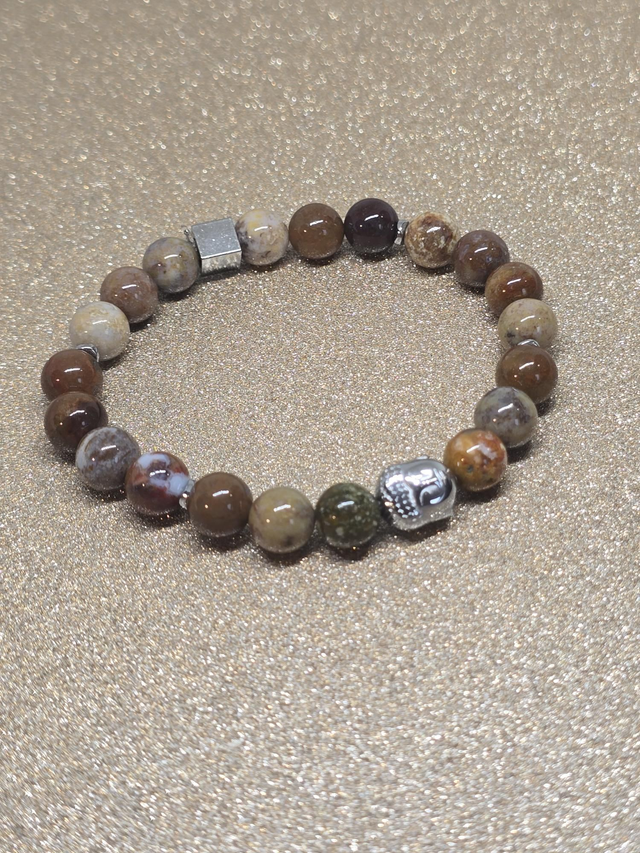 Bracelet Jaspe océan en 0,8 cm 