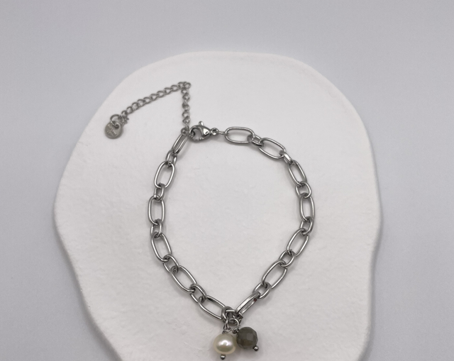 GREY PEARL - Edelstahlarmband mit Anhängern