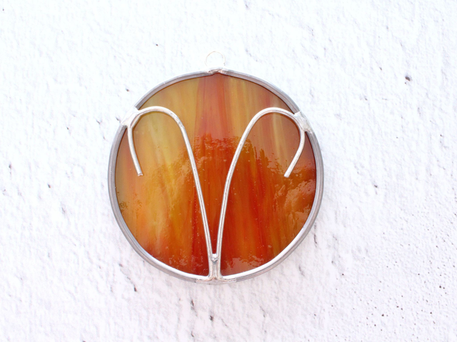 ♈ Suncatcher astro "Bélier" en vitrail