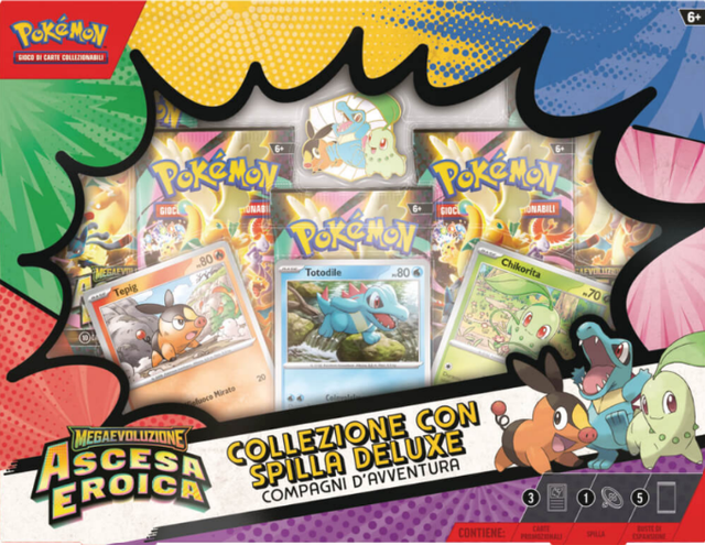 POKEMON - MEGAEVOLUZIONE - ASCESA EROICA - COLLEZIONE CON SPILLA DELUXE COMPAGNI D'AVVENTURA