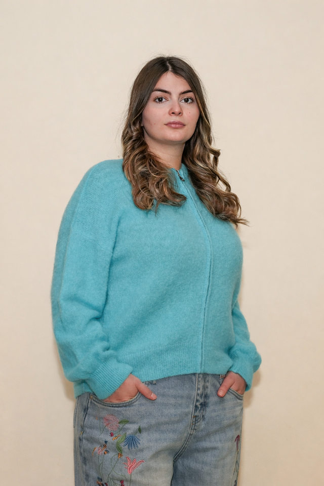 Maglione mohair con zip
