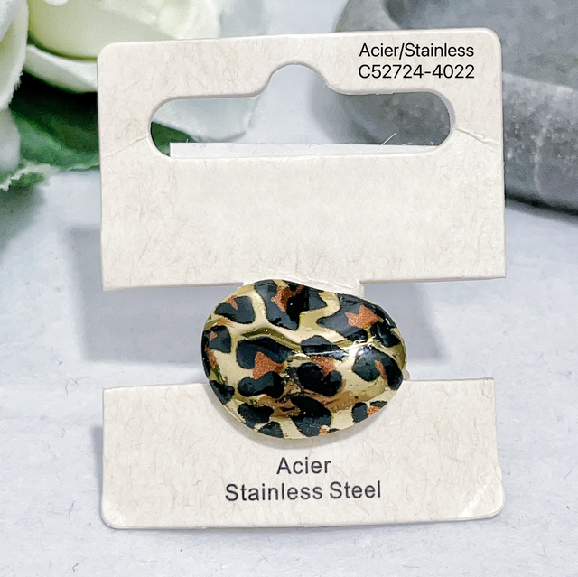 Bague ovale léopard 