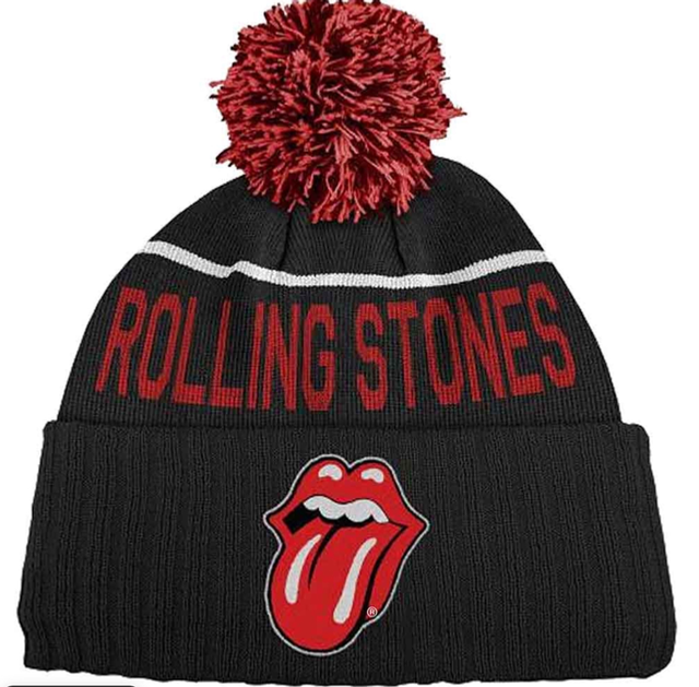 The Rolling Stones Unisex Bobble Beanie Hat: Classic Tongue (Black)