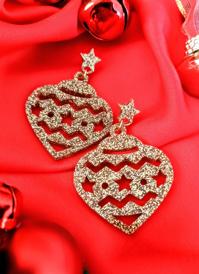 Star cut out Christmas Bauble earring