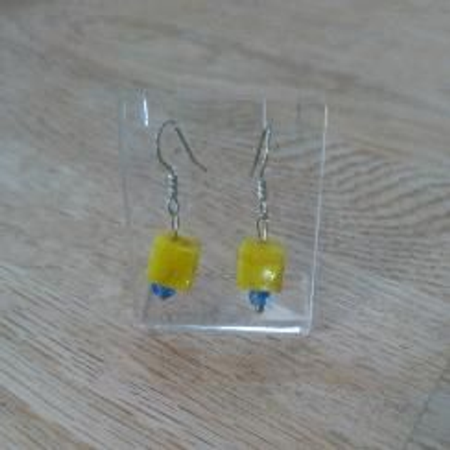 yellow square drop earrings