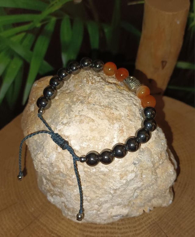 Bracelet en hématite et cornaline