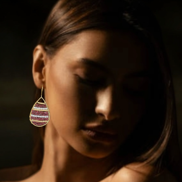 Boucles d’oreilles Bohème en Grenat/Zircons