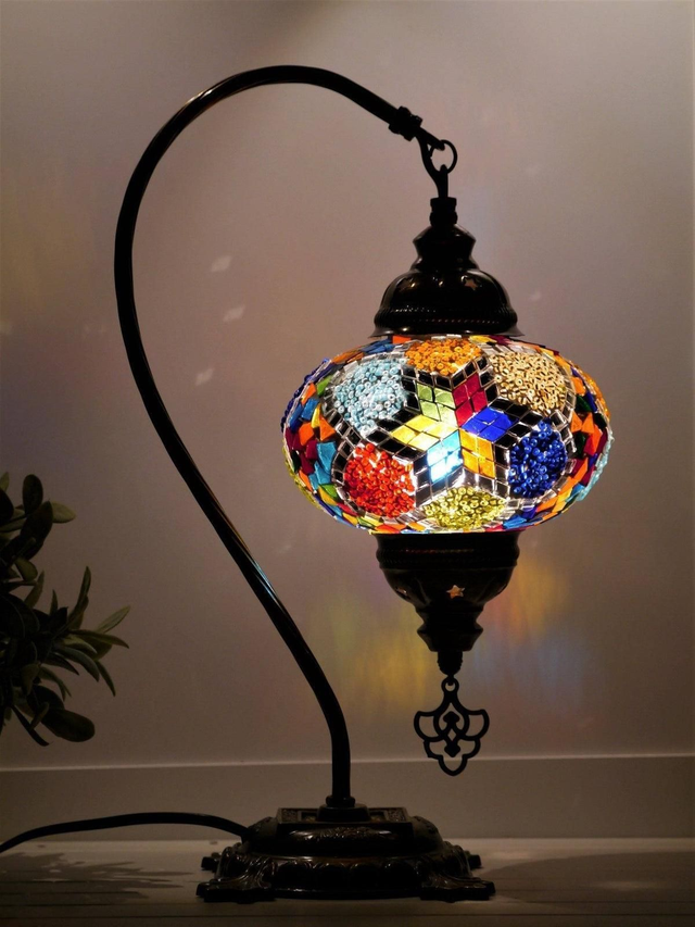 Large Mosaic Swanneck Table Lamp