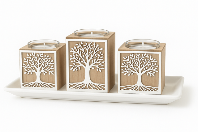 Tree of Life Candle Holder Rose Scented 