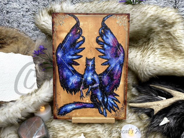 Griffon Cosmique doré 15X21cm