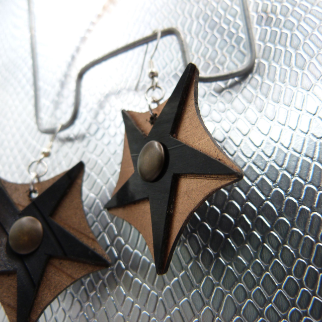 Boucle d&#039;oreille vinyle &quot;Petite Etoile&quot; cuivré