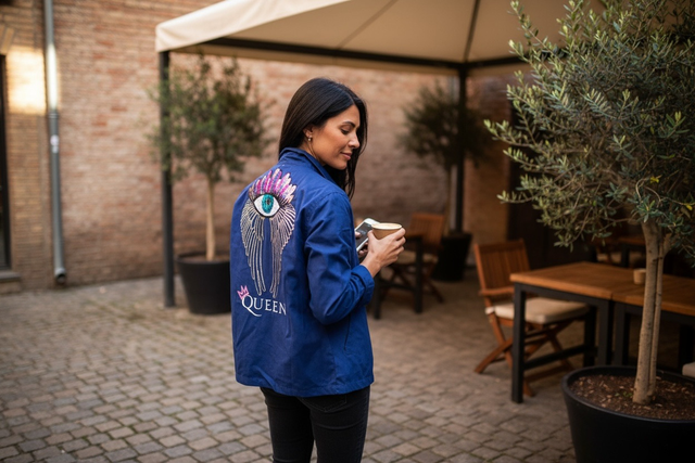 Bleu de travail customisé ailes d’ange 44/46 neuf