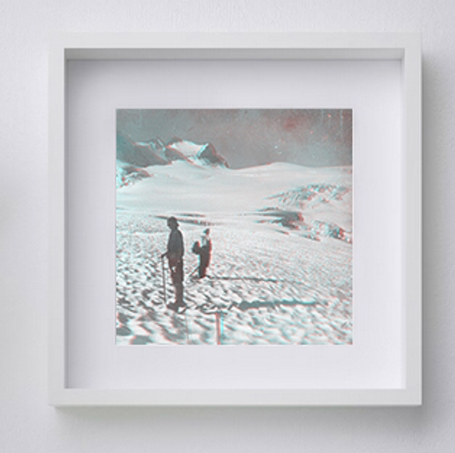 Alpinistes sur le glacier de la Girose - 25x25 cm
