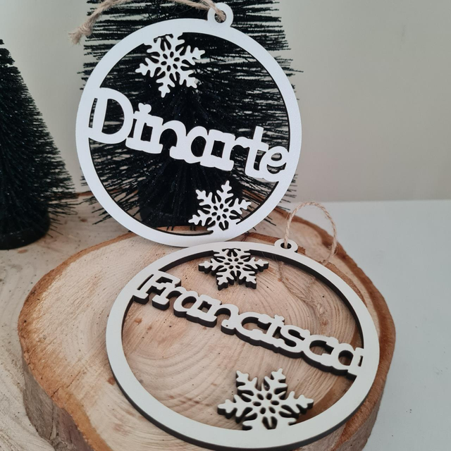 3 Ornamento de Natal personalizado - Bola Floco de neve