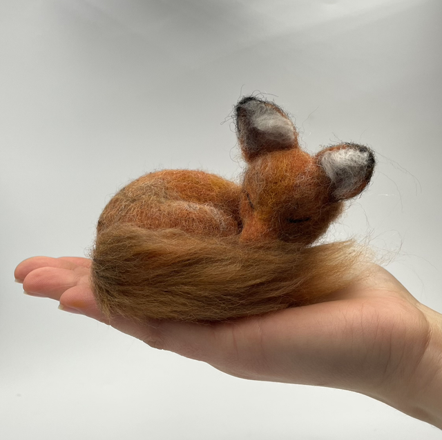sleeping fox - needle felted sculpture