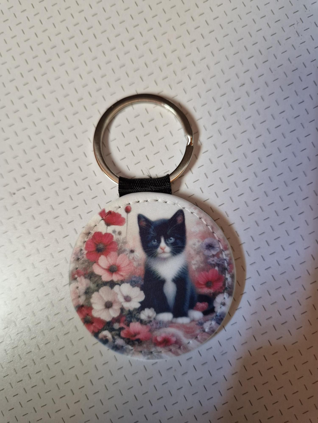 Porte cle simili cuir rond