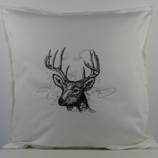 Kissenhülle weiß „Hirsch"