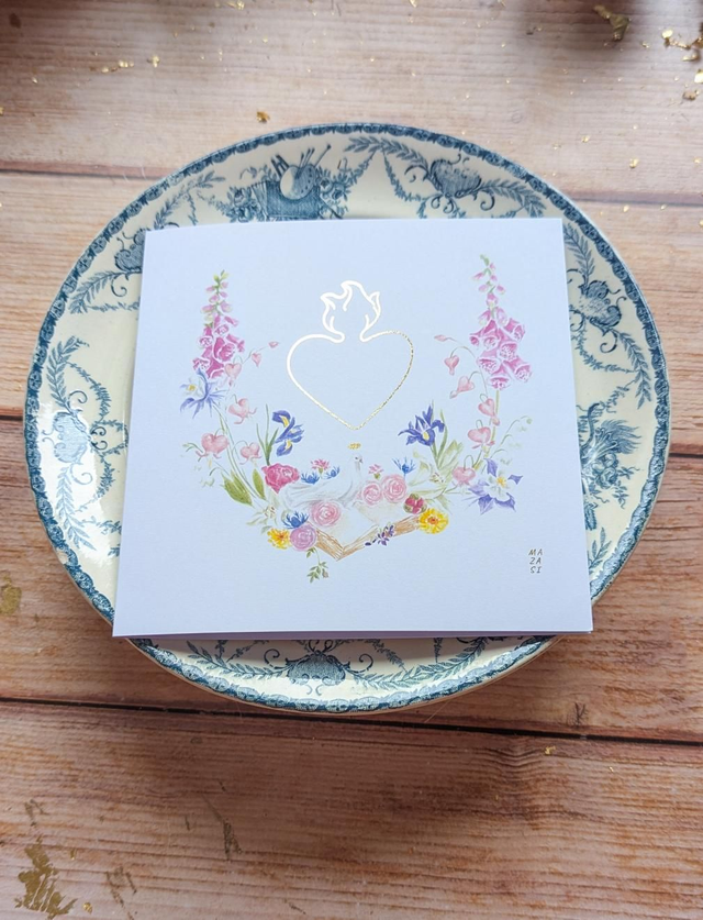 Carte double ex-voto et fleurs de Marie