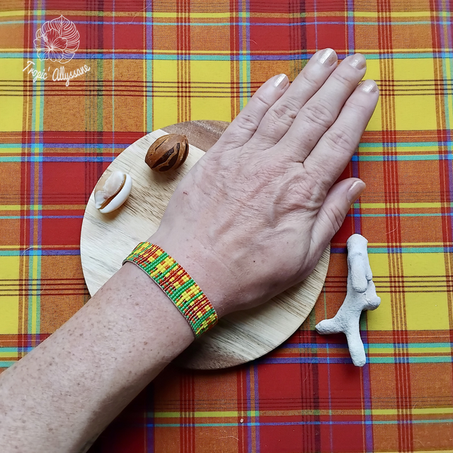 Madras Tissé (Large): Rouge / Jaune / Orange / Vert