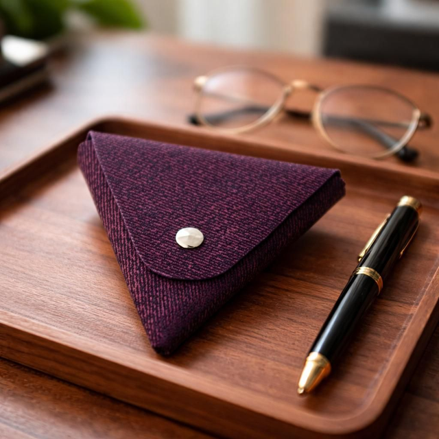 ✨️ PROMO ✨️ Porte-monnaie en cuir triangle  - Violet effet Jean's