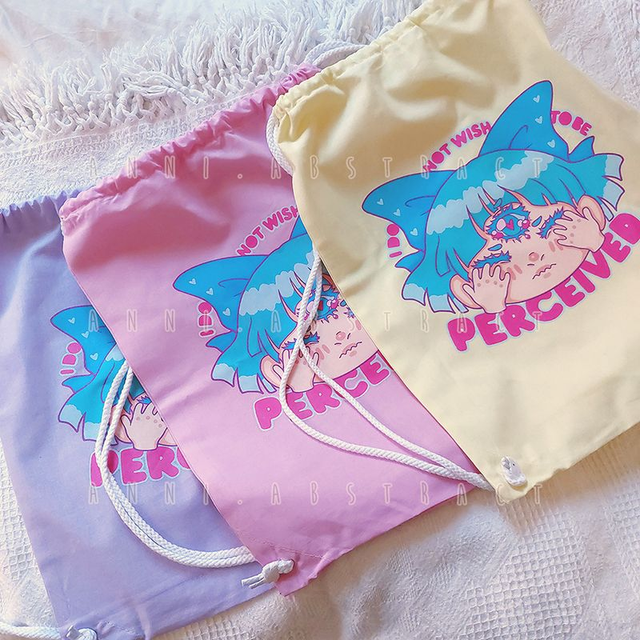 Original Art | I DO NOT WISH TO BE PERCEIVED Drawstring Bag