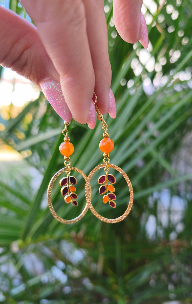 A Boucles d'oreilles Aventurine orange