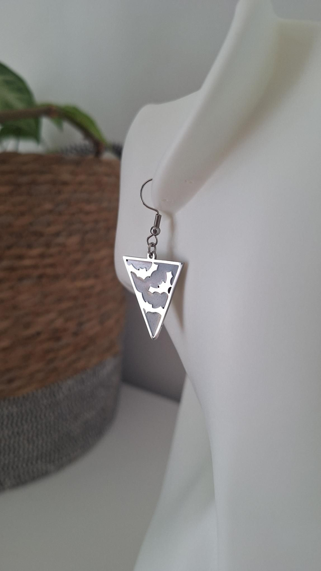 Boucles oreilles chauves-souris argenté/noires
