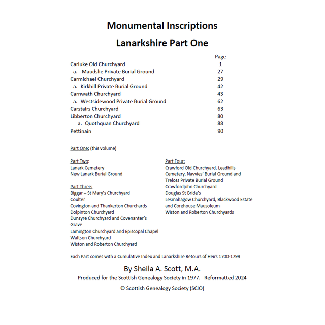 Lanarkshire Upper Ward MIs Part One to Four (Bundle) (PDFs)